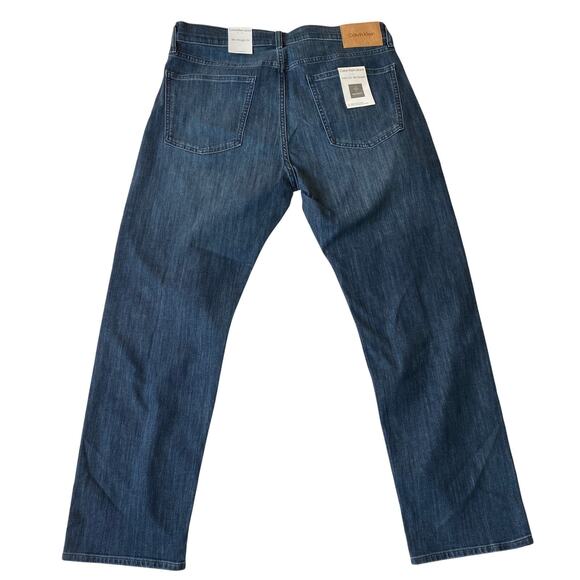 Calvin Klein Slim Straight Fit Black Jeans Men 36x30 Blue Denim Medium Wash NWT - Picture 2 of 9